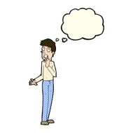 cartoon worried man with thought bubble N42