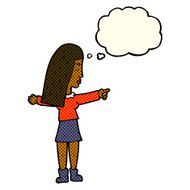 cartoon woman pointing with thought bubble N95