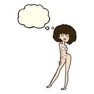 cartoon woman in bikini with thought bubble N25