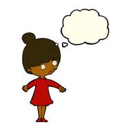 cartoon surprised woman with thought bubble N108