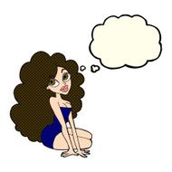 cartoon pretty woman with thought bubble N126