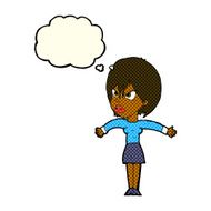 cartoon annoyed girl with thought bubble N9