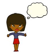 cartoon woman giving thumbs up symbol with thought bubble N28