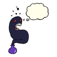 cartoon halloween ghost in bottle with thought bubble N9