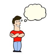 cartoon grinning man with thought bubble N41