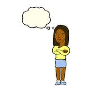 cartoon woman with folded arms thought bubble N14