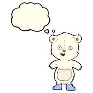 cartoon happy teddy bear in boots with thought bubble N3