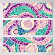 Set of three abstract ethnic doodle vector cards