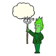 cartoon devil with pitchfork thought bubble N11