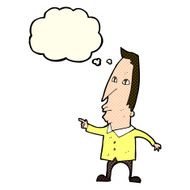 cartoon pointing man with thought bubble N37