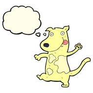 cartoon happy dog with thought bubble N39
