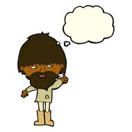 cartoon hippie man in wellington boots with thought bubble N5