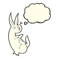 cue cartoon rabbit with thought bubble N5