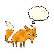 funny cartoon fox with thought bubble N3