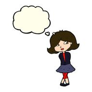 cartoon happy girl with thought bubble N40
