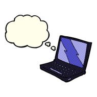 cartoon laptop computer with thought bubble N5