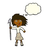 cartoon woman with spear thought bubble N5