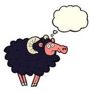 cartoon black sheep with thought bubble N2