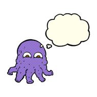cartoon alien squid face with thought bubble N13