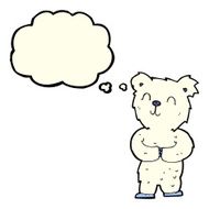 cartoon happy little polar bear with thought bubble N9