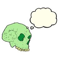 cartoon spooky skull with thought bubble N65