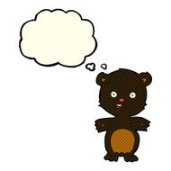 cute black bear cartoon with thought bubble N5