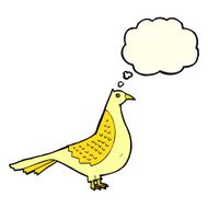 cartoon bird with thought bubble N117