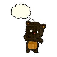 cute black bear cartoon with thought bubble N6