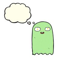 funny cartoon ghost with thought bubble N42