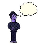 cartoon vampire with thought bubble N54