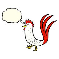 cartoon cockerel with thought bubble N12