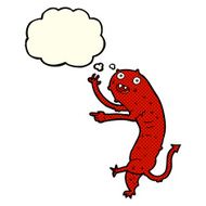 cartoon gross little monster with thought bubble N5