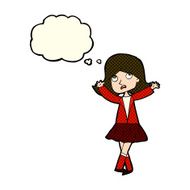 cartoon unhappy girl with thought bubble N9