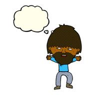cartoon happy man with beard thought bubble N20