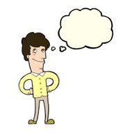 cartoon happy man with thought bubble N206