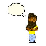 cartoon serious man with beard thought bubble N10