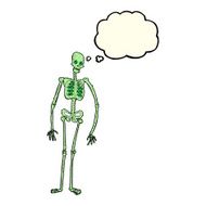cartoon spooky skeleton with thought bubble N3