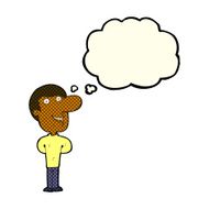 cartoon happy man with thought bubble N207