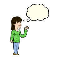 cartoon woman explaining with thought bubble N23