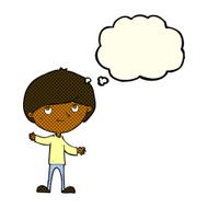 cartoon happy boy with thought bubble N105