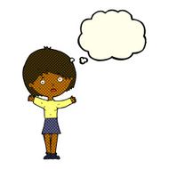 cartoon worried woman with thought bubble N35