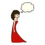 cartoon woman pulling photo face with thought bubble N5
