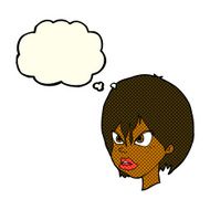 Cartoon Annoyed Woman With Thought Bubble N82