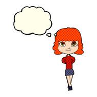 cartoon happy girl with thought bubble N41