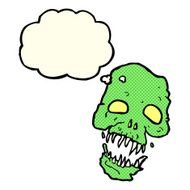 cartoon scary skull with thought bubble N10