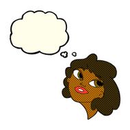 cartoon happy woman with thought bubble N118