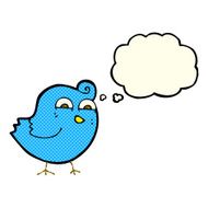 cartoon funny bird with thought bubble N5