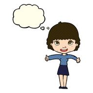 cartoon happy girl with thought bubble N42