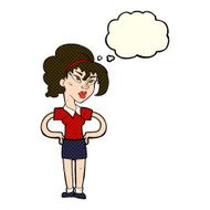 cartoon woman with hands on hips thought bubble N100