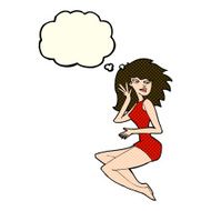 cartoon sexy woman with thought bubble N6